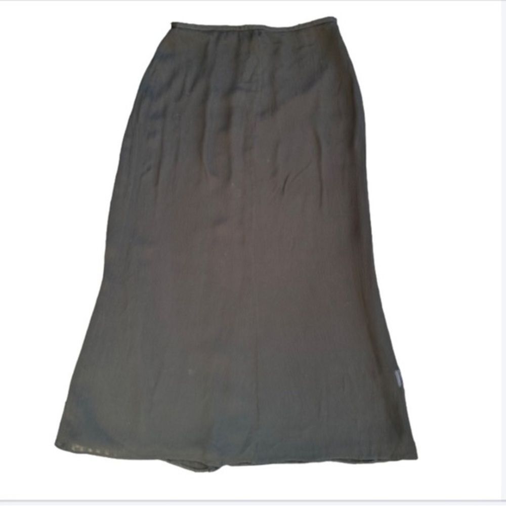Caroline Charles London black maxi skirt small sheer lined luxury designer chic